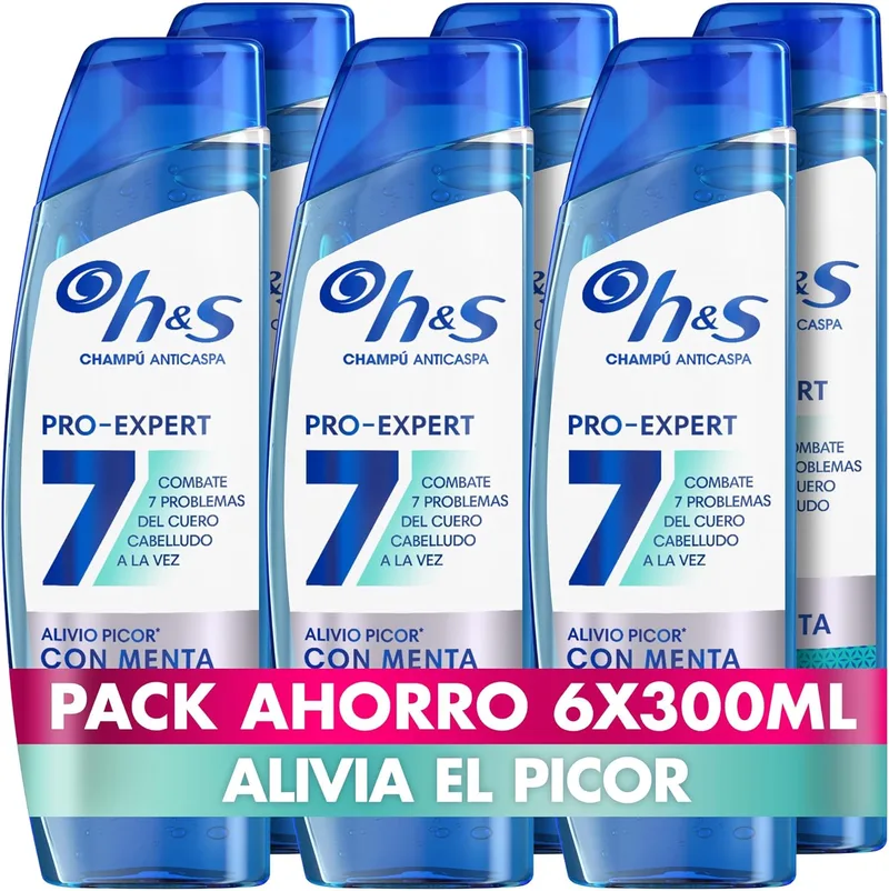 Head & Shoulders ▫️ H&S Pro-Expert 7 Champô Anticaspa para Alívio da Comichão, 6x300 ml