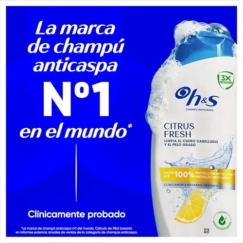 Head & Shoulders ▫️ H&S Citrus Fresh Champô Anticaspa para Cabelo Oleoso com Aroma a Citrinos, 2x1L 2