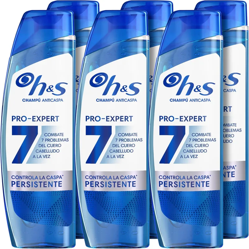 h&s ▫️ Champô Anticaspa Pro-Expert 7 Controla a Caspa Persistente 300 ml. Combate 7 problemas do couro cabeludo para uma proteção completa. EMBALAGEM de 6 unidades