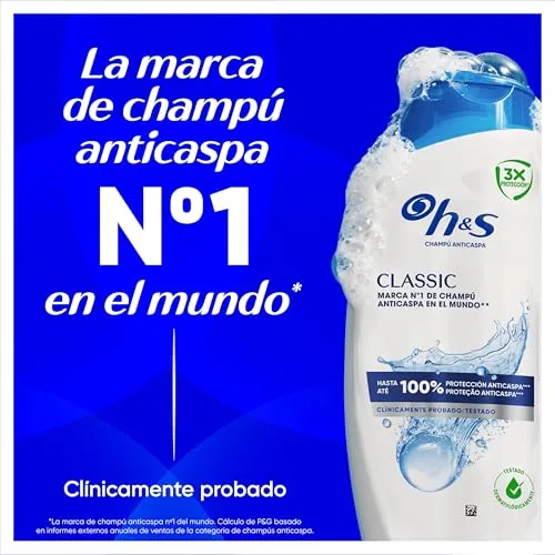 Head & Shoulders ▫️ H&S Classic Champô Anticaspa, para todos os tipos de cabelo e couro cabeludo, 2x1 L 2