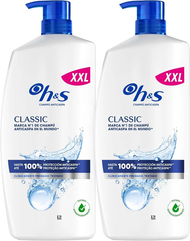 Head & Shoulders ▫️ H&S Classic Champô Anticaspa, para todos os tipos de cabelo e couro cabeludo, 2x1 L