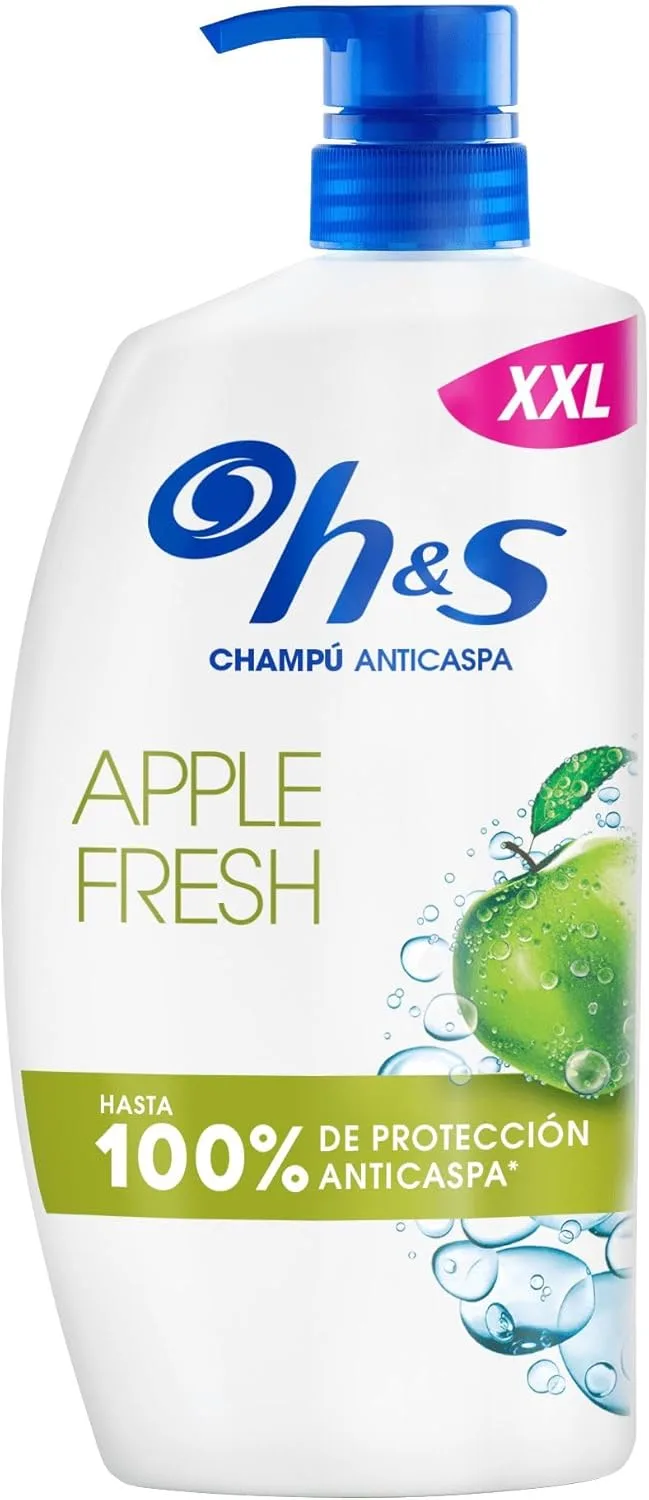 h&s ▫️ Champô anti-caspa Apple Fresh 1000ml com doseador. Utilização diária. Até 100% de proteção anti-caspa, clinicamente testado. Para todos os tipos de cabelo