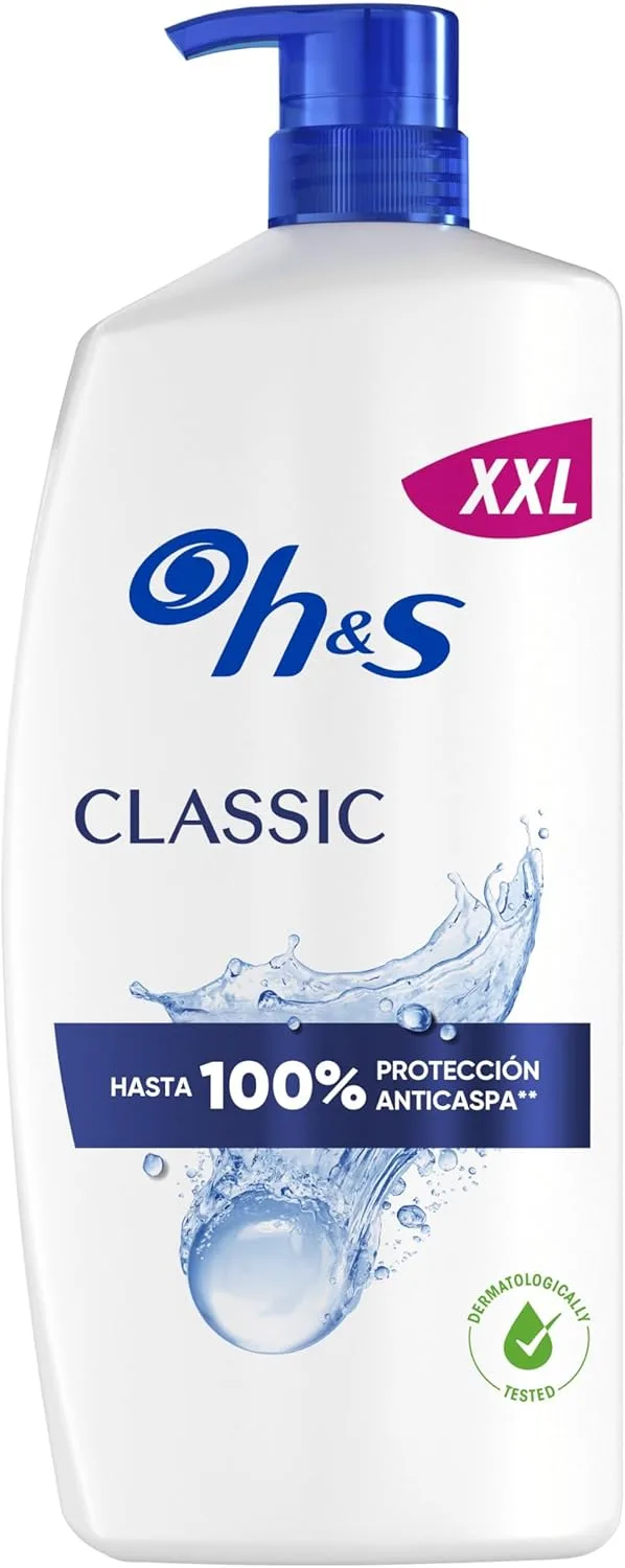 h&s ▫️ Classic Champô Anticaspa 1000 ml com dispensador, para uso diário. Até 100% de proteção anticaspa, clinicamente comprovado. Para todos os tipos de cabelo e couro cabeludo. Sensação de frescura