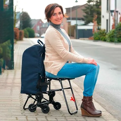 Avilia ▫️ Carrinho de compras com assento rebatível – Máxima manobrabilidade e conforto | Sistema de 3 rodas, pega telescópica, bolsa térmica removível | Capacidade de 35 l, ideal para idosos e famílias 3