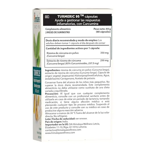 Himalaya ▫️ Cúrcuma 95 – Suplemento com curcumina/curcuminoides, que apoia o sistema imunitário e a resistência às alergias, 600 mg, vegan, sem glúten, 60 cápsulas 2