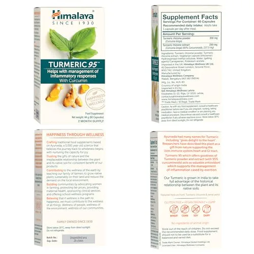 Himalaya ▫️ Cúrcuma 95 – Suplemento com curcumina/curcuminoides, que apoia o sistema imunitário e a resistência às alergias, 600 mg, vegan, sem glúten, 60 cápsulas 3
