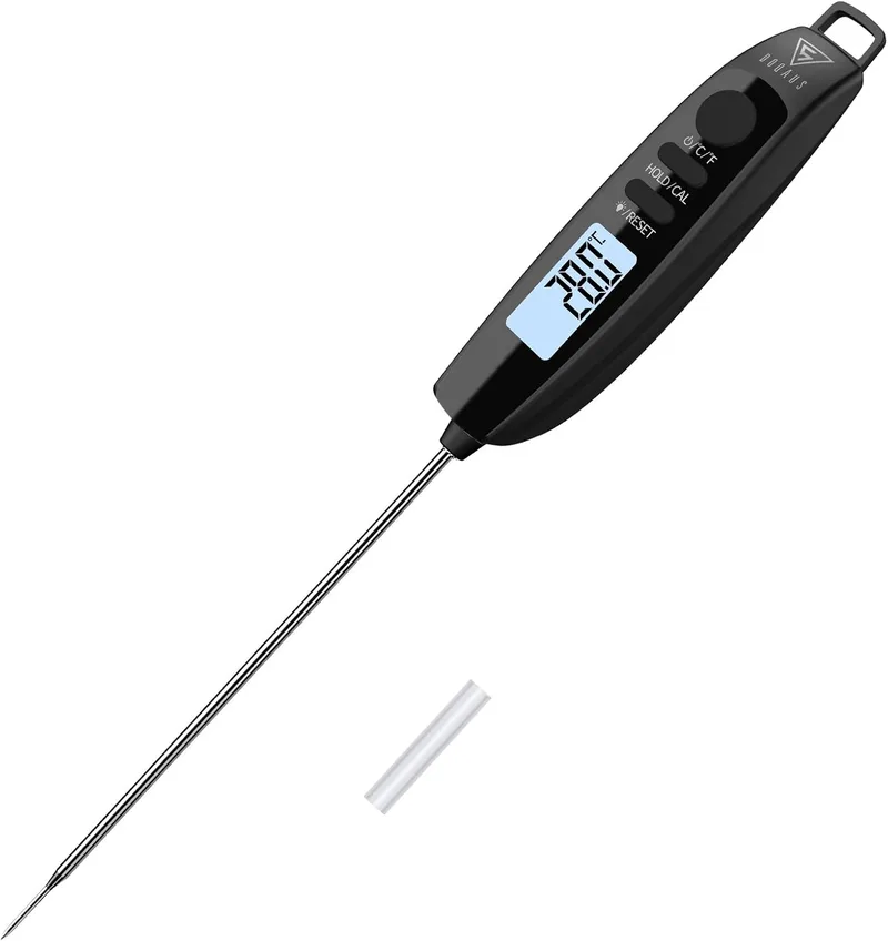 DOQAUS ▫️ Termómetro Digital de Cozinha Termómetro para Carne com Leitura Instantânea em 3 Segundos e Calibração, Termómetro para Alimentos para Churrasco, Comida, Leite, Água e Caramelo Líquido (Preto)