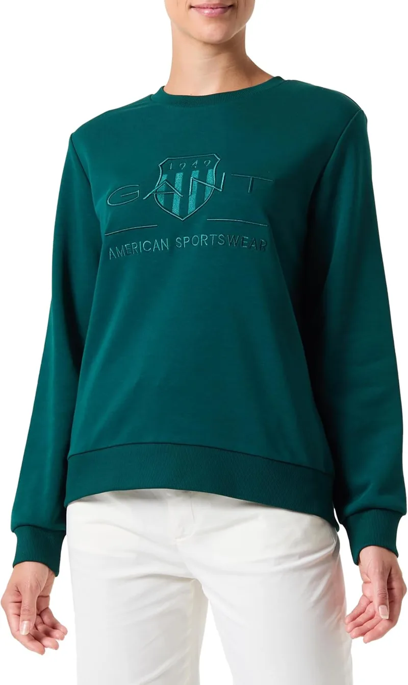 GANT ▫️ Reg Tonal Shield - Sweatshirt com decote em C para homem
