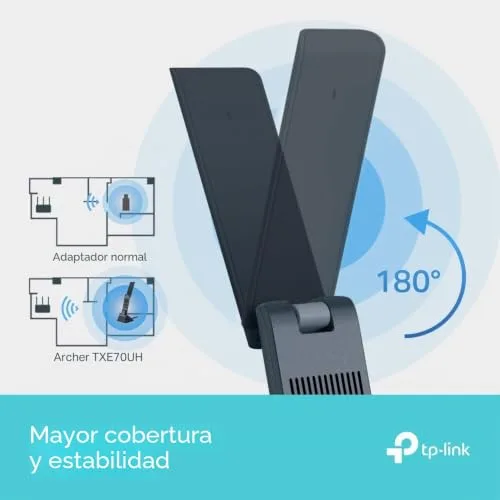 TP-Link ▫️ Archer TXE70UH - Adaptador Wi-Fi USB, 2402 Mbps, Wi-Fi 6E, USB 3.0 6