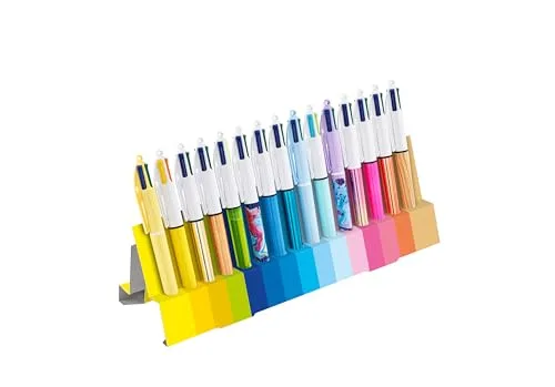 BIC ▫️ 4 Cores - Coleção Especial de 15 canetas esferográficas com ponta média (1,00 mm) e ponta larga (1,6 mm), Ideias para presentes criativos - Material escolar, papelaria e escritório, canetas bonitas 3