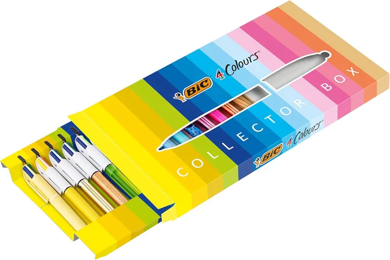 BIC ▫️ 4 Cores - Coleção Especial de 15 canetas esferográficas com ponta média (1,00 mm) e ponta larga (1,6 mm), Ideias para presentes criativos - Material escolar, papelaria e escritório, canetas bonitas