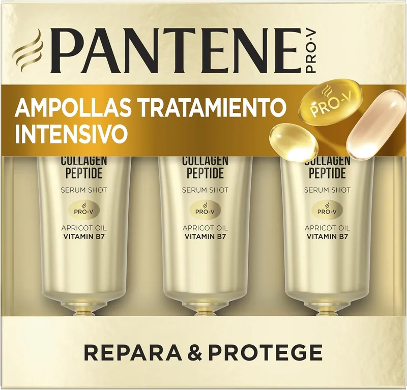 Pantene ▫️ Pro-V Repara & Protege - Ampolas de Tratamento Intensivo Reparador para o Cabelo, ajudam a reparar os danos visíveis em 30 segundos, 3 x 15 ml