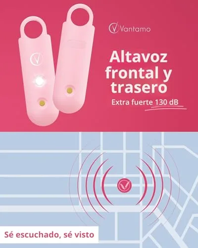 Vantamo ▫️ Alarme Pessoal para Mulheres de 130 dB com Altifalante Duplo, Luz Estroboscópica Potente e Indicador de Bateria Fraca, Chaveiros – Dispositivo Compacto de Autodefesa Pessoal 3