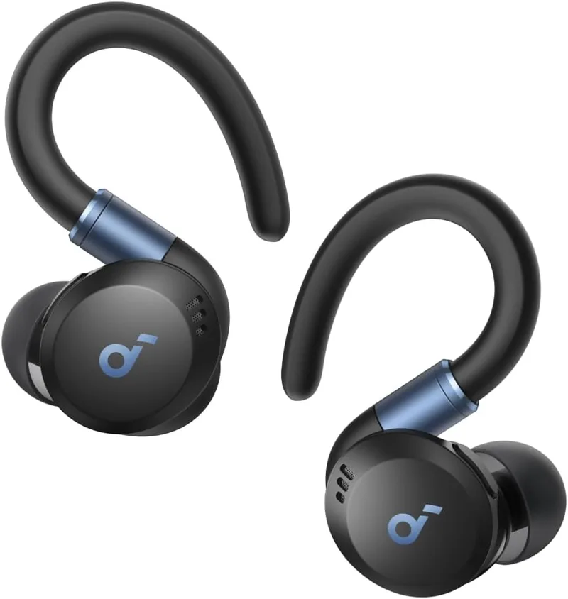 Soundcore ▫️ Sport X20: Auscultadores desportivos sem fios com cancelamento de ruído, ganchos giratórios e extensíveis, graves profundos, à prova de água (IP68), resistentes ao suor e ao pó, com autonomia prolongada