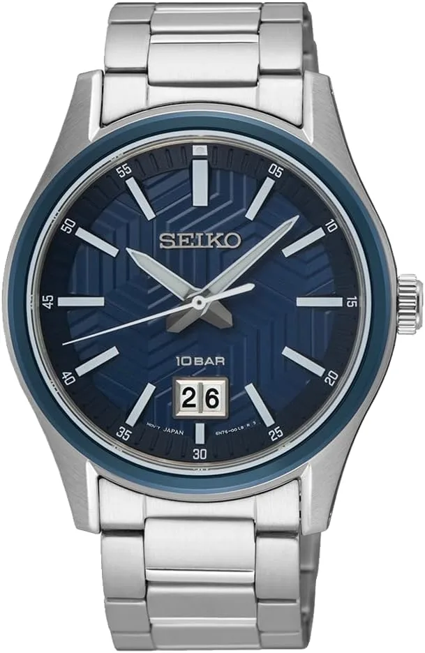Relógio de quartzo analógico Seiko para homem com bracelete de nylon