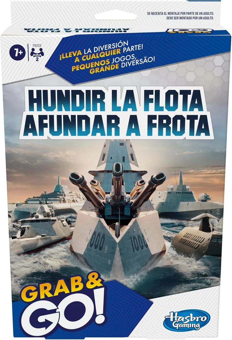 Hasbro Gaming ▫️ «Afundar a Frota» Grab and Go, Jogo de Estratégia, Kit Portátil com Navios, Festas em Família, Presente para Meninos e Meninas a partir dos 7 anos