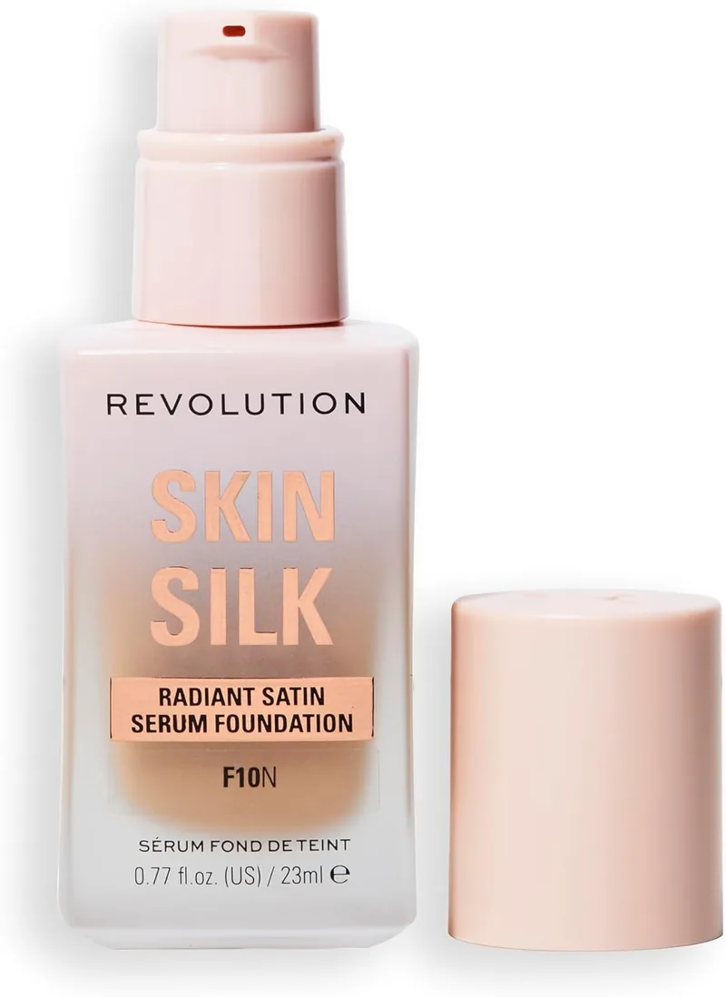 Revolution Beauty London ▫️ Makeup Revolution, Base de Soro de Seda para Pele, Cobertura Ligeira a Média, Contém Ácido Hialurónico, F10, 23ml