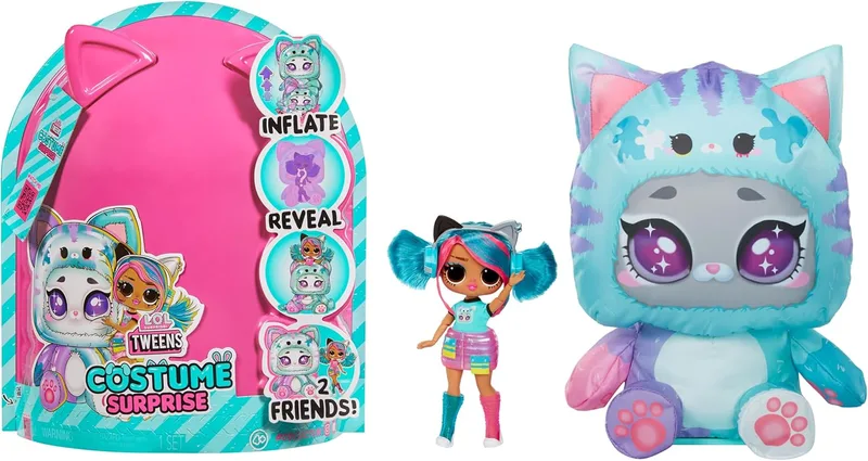 L.O.L. Surprise! ▫️ Tweens Costume Surprise: Boneca de Moda Emma Emo com Fato Inflável de Gatinha Verde-azulada e Surpresas que Incluem Roupas e Acessórios Fabulosos - Ideal para Crianças com mais de 4 anos