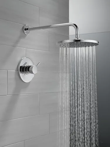 DELTA ▫️ Série Modern 14 - Conjunto de torneira de duche redonda tipo chuva, cabeça de duche cromada e manípulo, kit de guarnição da válvula, cromado T14269-PP (válvula não incluída) 2