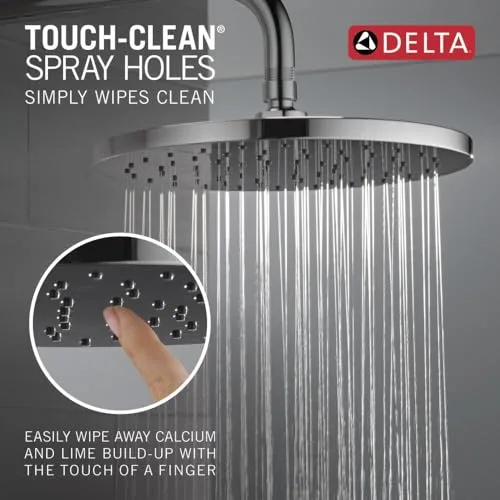 DELTA ▫️ Série Modern 14 - Conjunto de torneira de duche redonda tipo chuva, cabeça de duche cromada e manípulo, kit de guarnição da válvula, cromado T14269-PP (válvula não incluída) 5