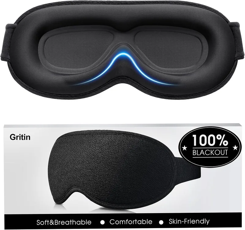Gritin ▫️ Máscara de dormir para mulher e homem, máscara de dormir anti-luz | sem pressão ocular - Design ergonómico 3D para as pestanas e os movimentos oculares, máscara de dormir ultramacia e confortável