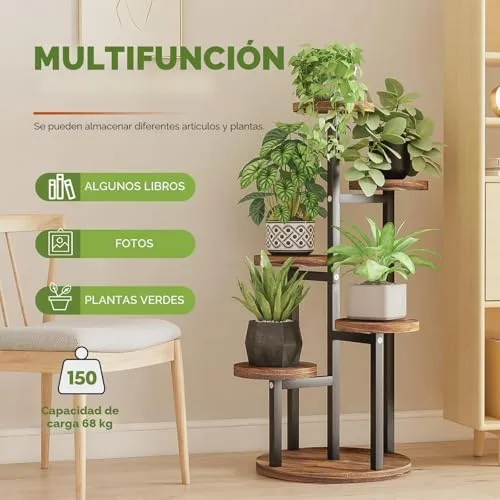 Bamworld ▫️ Suporte para plantas em madeira, escada para flores, prateleira para plantas, prateleira para flores, escada para flores ao ar livre, resistente às intempéries, prateleira de 5 níveis 3