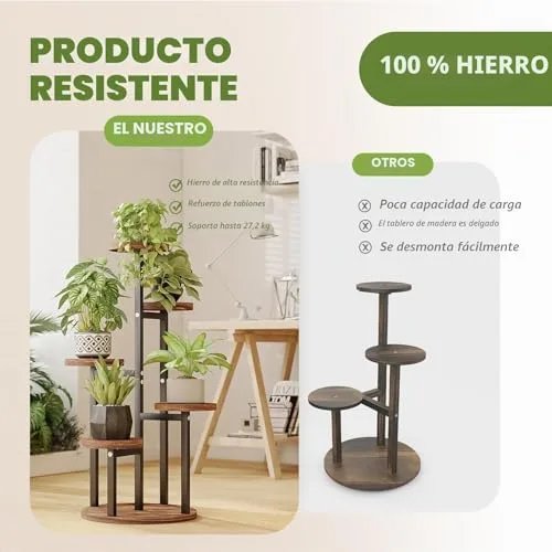 Bamworld ▫️ Suporte para plantas em madeira, escada para flores, prateleira para plantas, prateleira para flores, escada para flores ao ar livre, resistente às intempéries, prateleira de 5 níveis 6