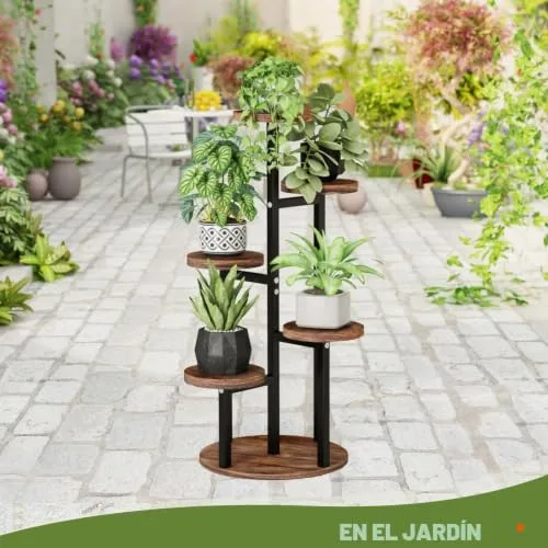 Bamworld ▫️ Suporte para plantas em madeira, escada para flores, prateleira para plantas, prateleira para flores, escada para flores ao ar livre, resistente às intempéries, prateleira de 5 níveis 7