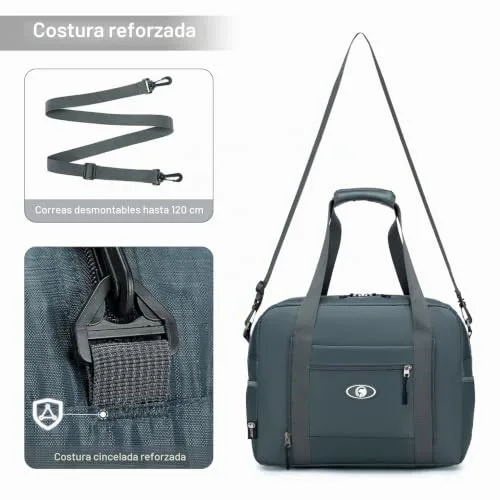 BAGZY ▫️ Mala de viagem dobrável 40x30x20 para a Vueling e a Wizzair - Mala de mão impermeável com alça de ombro, desportiva e ideal para fins de semana, 25 L, cinzenta 5
