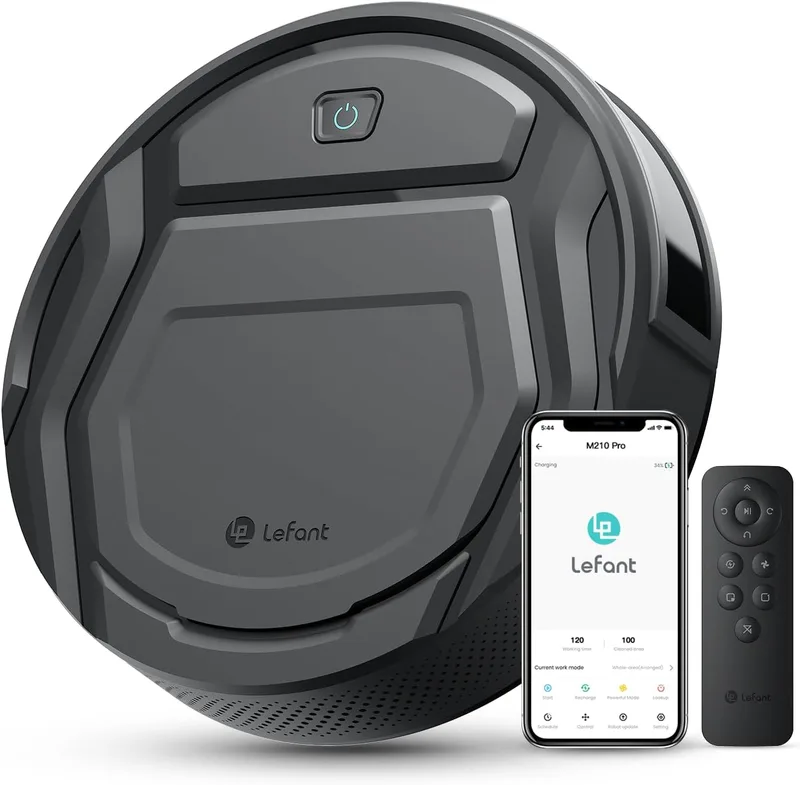 Lefant ▫️ Robot Vacuum Cleaner 2200Pa, Robot Vacuum Cleaner 120 min Autonomia, 6 Modos de Limpeza, App/Alexa, Sensor Anti-Colisão/Queda melhorado, Navegação Inteligente, Fino e Silencioso, M210 Pro com Controlo Remoto