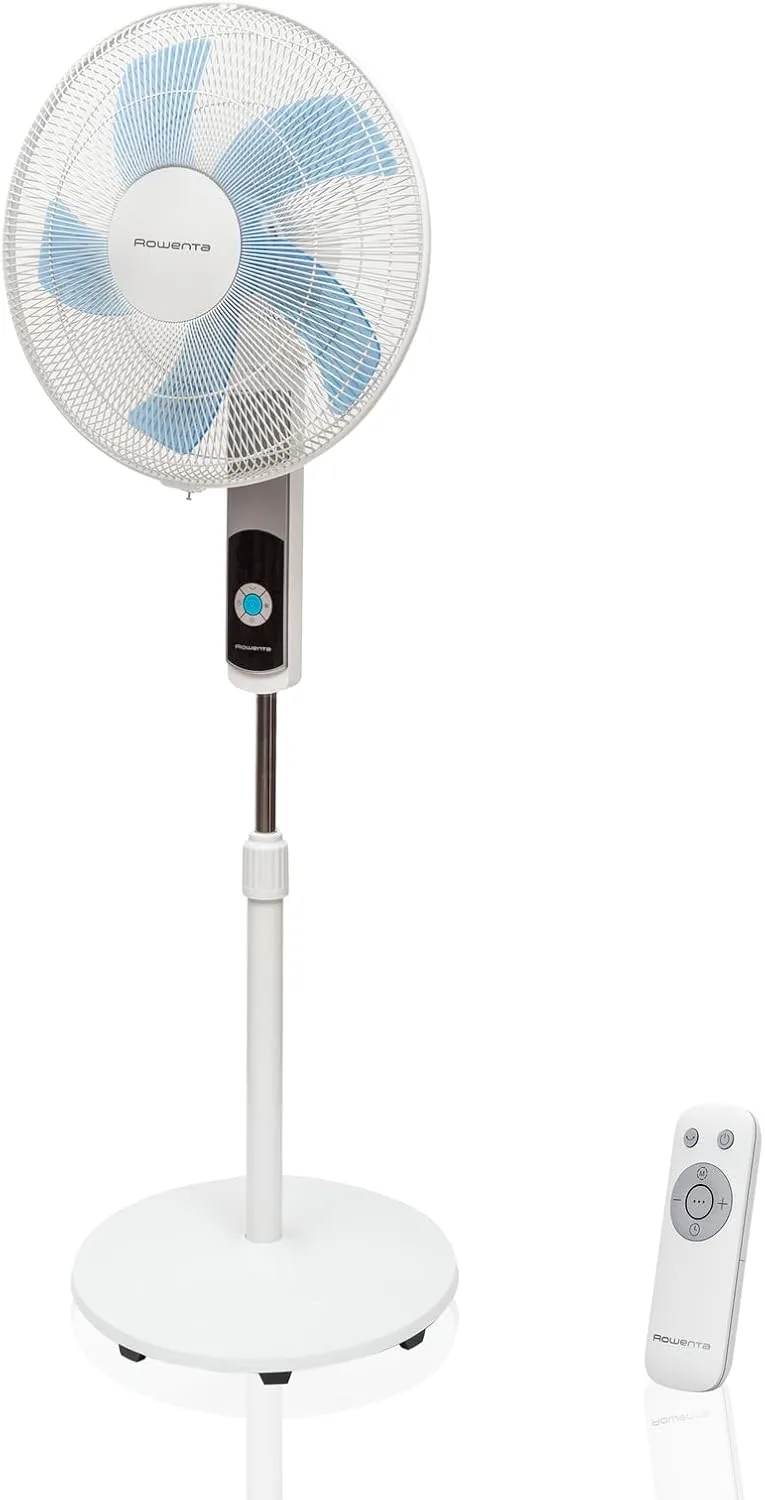 Rowenta ▫️ Turbo Silence - Ventoinha de chão, apenas 35 dB (A) modo Noite Silenciosa, poupança de energia, 12 velocidades, visor digital LED, temporizador, controlo remoto, branco, VU5650