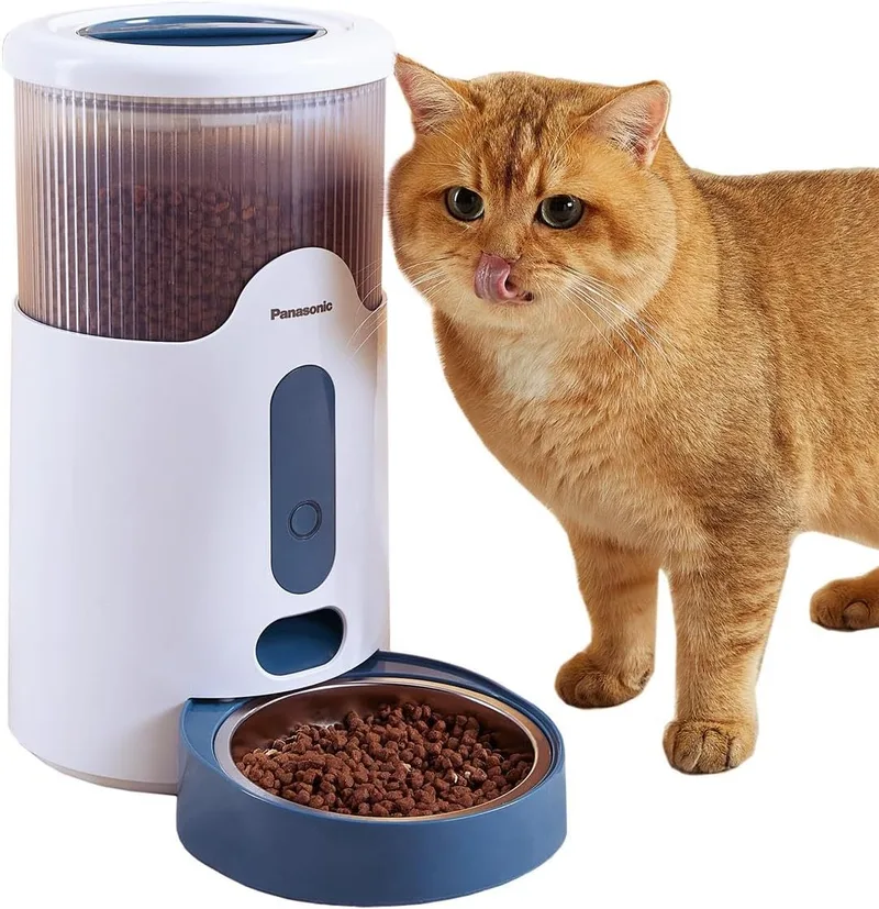 Panasonic ▫️ CP-JNF01-W Comedouro inteligente automático para gatos e cães de pequeno e médio porte, capacidade de 2,8 L, aplicação de controlo remoto, indicador de nível, Wi-Fi, lavável na máquina de lavar louça, branco