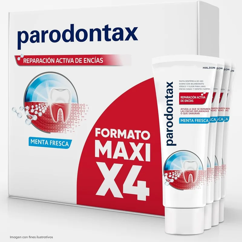 Parodontax ▫️ Pasta de dentes Reparação ativa de gengivas inflamadas e com sangramento, sabor a menta fresca, embalagem de 4x75 ml