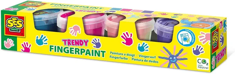 SES Creative ▫️ Tinta para pintar com os dedos, 4 cores modernas x 110 ml