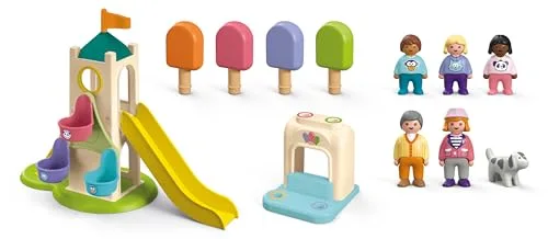 PLAYMOBIL ▫️ Junior 71703 Torre de Aventura com Gelataria, inclui escorrega e roda gigante, fabricado com plásticos de origem vegetal, brinquedos para crianças a partir de 1 ano 7