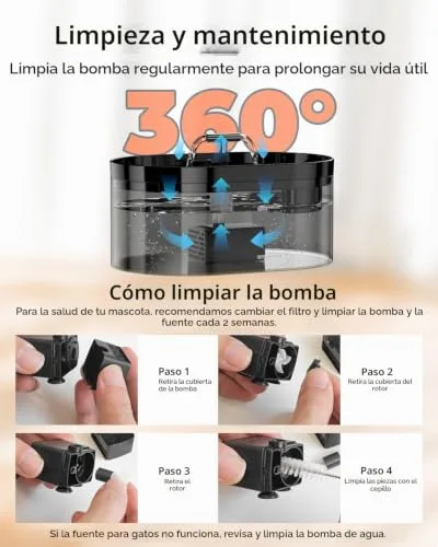Nenozi ▫️ Beberouro automático para gatos, 2,2 l, com bomba ultrassilenciosa, filtro de carvão ativado, para uso em interiores, para gatos, cães e outros animais 7