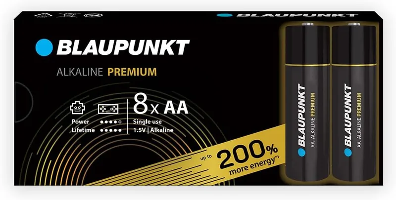BLAUPUNKT ▫️ Pilhas alcalinas AA Premium, embalagem de 8, ideal para controladores de jogos, brinquedos, LR6BPR/8CB