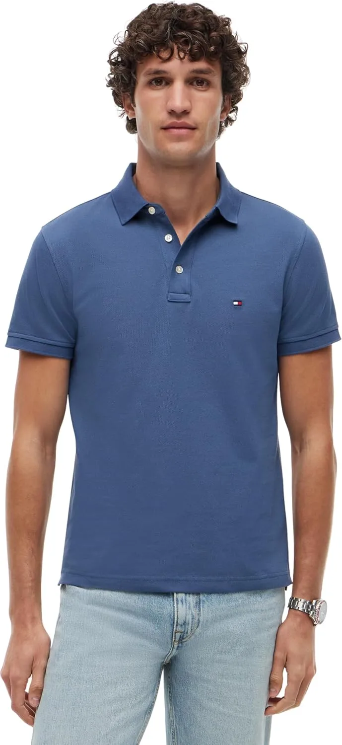 Tommy Hilfiger ▫️ Polo de manga curta para homem 1985, corte justo