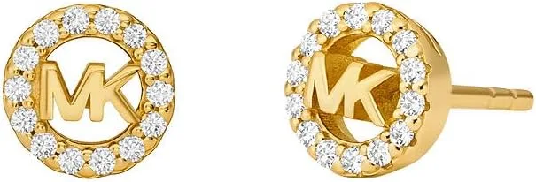 Michael Kors ▫️ Brincos para mulher em metal dourado com pedras semipreciosas e fecho de pino