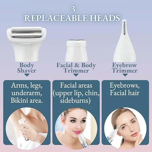 BARBERBOSS ▫️ Máquina de barbear elétrica 3 em 1 para mulher, máquina de barbear elétrica para mulher, indolor, portátil, recarregável, para rosto, braços, pernas, axilas e zona do biquíni QR-8082 2