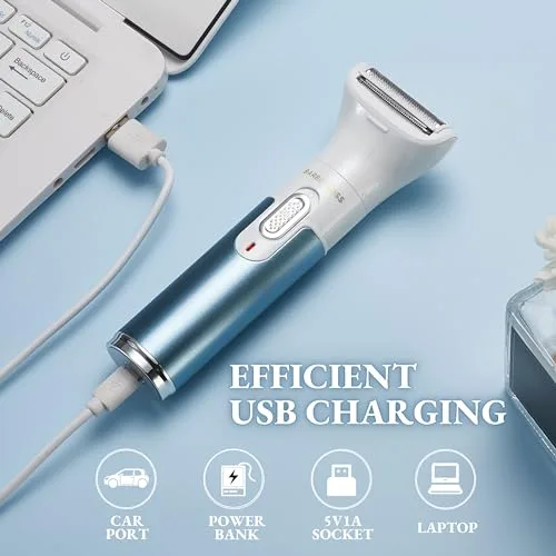 BARBERBOSS ▫️ Máquina de barbear elétrica 3 em 1 para mulher, máquina de barbear elétrica para mulher, indolor, portátil, recarregável, para rosto, braços, pernas, axilas e zona do biquíni QR-8082 3