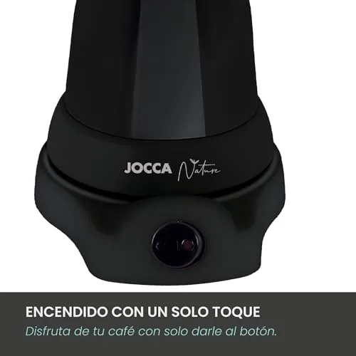 Jocca ▫️ Máquina de café italiana elétrica para 6 chávenas | Linha Nature | Base giratória a 360º | Sistema «Sempre Quente» | Desligamento automático | Pega que não aquece | Tampa transparente | Cor preta 4