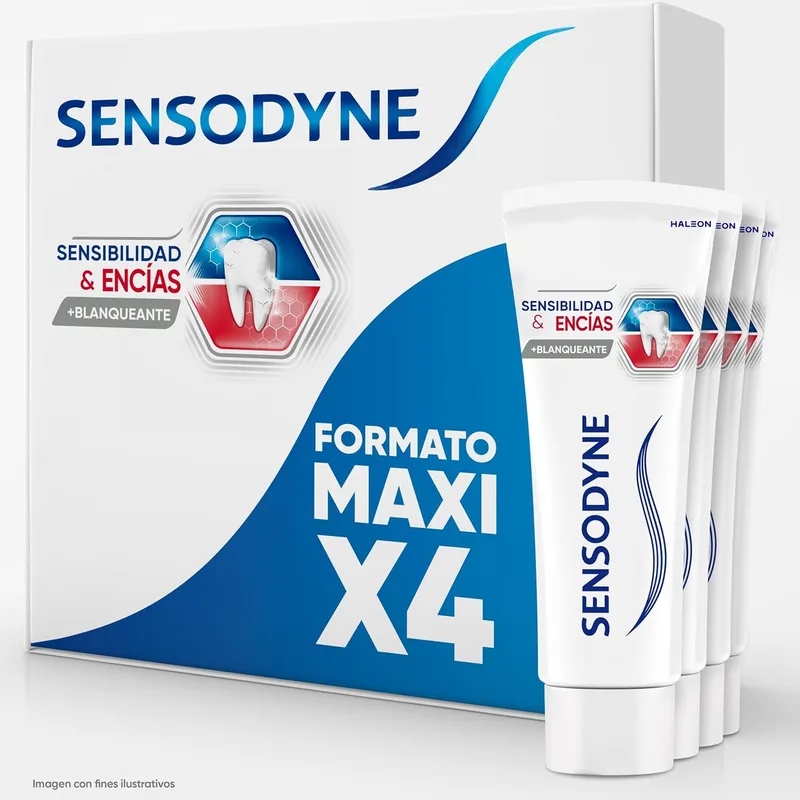 Sensodyne ▫️ Sensibilidade e Gengivas - Pasta de dentes branqueadora, embalagem de 4 x 75 ml