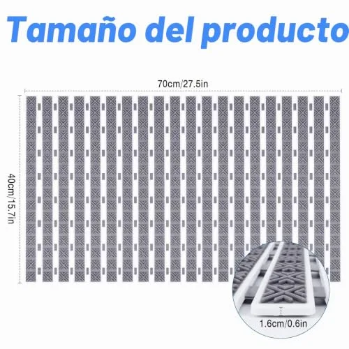 Dadabig ▫️ Tapete antiderrapante para casa de banho 40 x 70 cm, tapete antiderrapante para duche em TPE, tapetes de massagem com ventosas e orifícios de drenagem, para casas de banho, duches e sanitas, cinzento 3