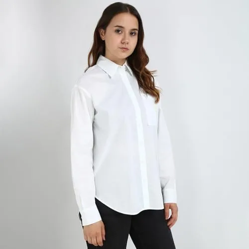 Calvin Klein Jeans ▫️ Camisa de homem Calvin Klein Woven Label, corte descontraído, Branco (Bright White), L 3