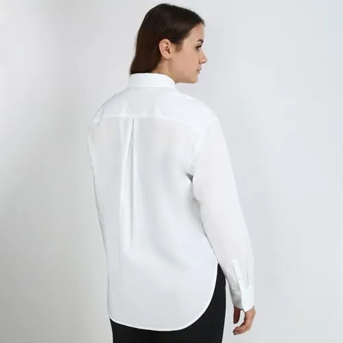 Calvin Klein Jeans ▫️ Camisa de homem Calvin Klein Woven Label, corte descontraído, Branco (Bright White), L 4