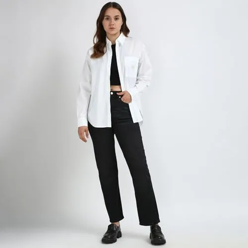 Calvin Klein Jeans ▫️ Camisa de homem Calvin Klein Woven Label, corte descontraído, Branco (Bright White), L 5