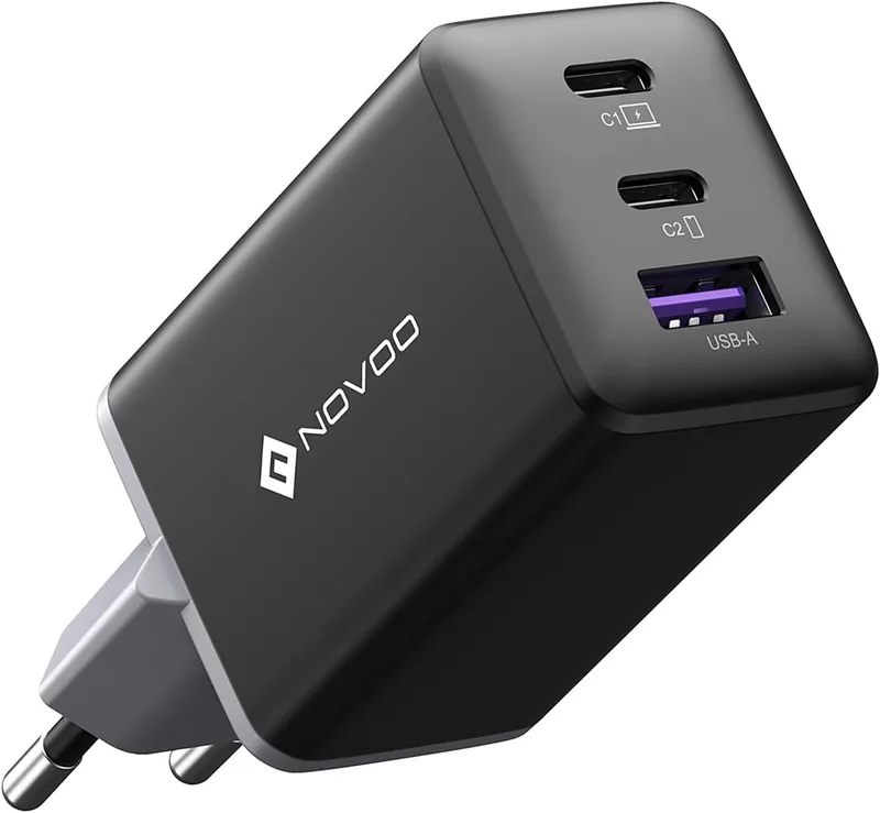 NOVOO ▫️ Carregador USB C 67W com 1 cabo PD 100W Tipo C, carregador de parede compacto e rápido de 3 portas GAN III, para MacBook Pro de 14 polegadas, DELL XPS 13, iPad Pro, iPhone 16, Galaxy S24 Ultra