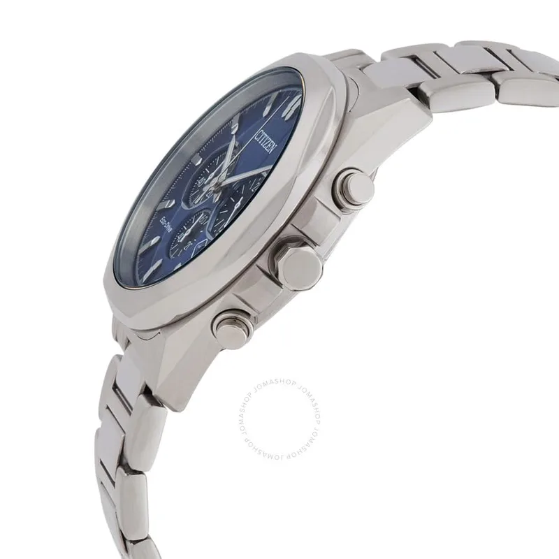 Citizen ▫️ Relógio analógico de quartzo para homem com bracelete em aço inoxidável CA4590-81L, azul, bracelete 4
