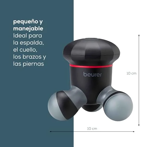 Beurer ▫️ Mini-massajador MG 18, massajador elétrico de mão para uma massagem suave com vibrações, ideal para as costas, o pescoço, os braços e as pernas, com luz LED, portátil, preto, 1 unidade 3